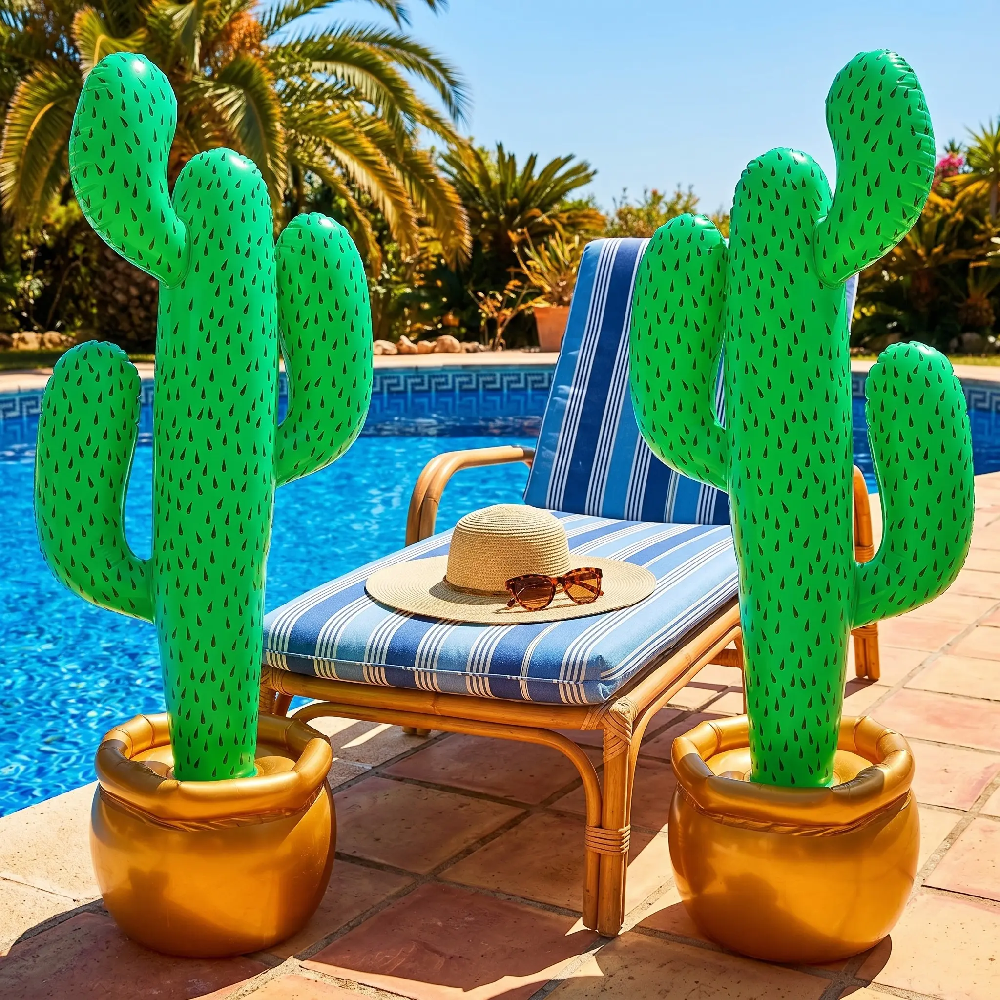 2-Pack Inflatable Cactus 36", Fun Summer Pool Party & Luau Decorations, Perfect for Outdoor Events, Durable Design, Easy Setup