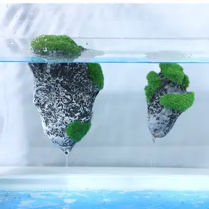 Realistic Floating Moss Stone Decor, Aquarium Landscape Decoration, Freshwater Fish Tank Ornament, Sky-Like Moss Stone Water Feature