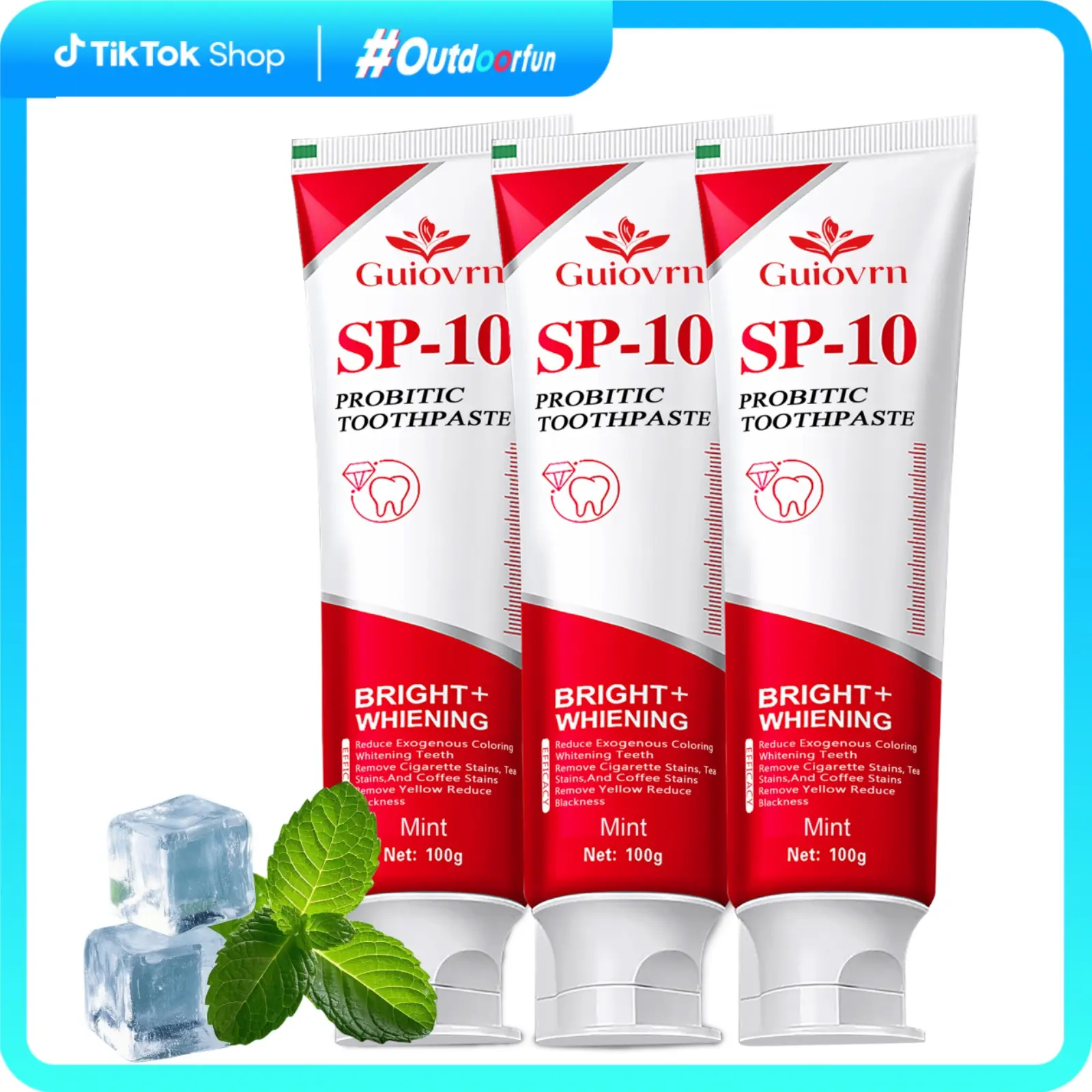 Guiovrn SP-10 Probiotic Mouth Care Toothpaste, Solid Deep Cleaning Formula for Enamel Repair, Fresh Breath & a Bright Smile, Mint Flavor, 3.53oz, Minty Fresh, Breath Neutralizing Toothpastes, Single Item