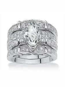 3 Pcs/Set Classical Cubic Zirconia Engagement Wedding Ring Beautiful Rings CZ Wedding Bands For Women For Engagement Anniversary Party Band Jewelry Valentine's Day Gift
