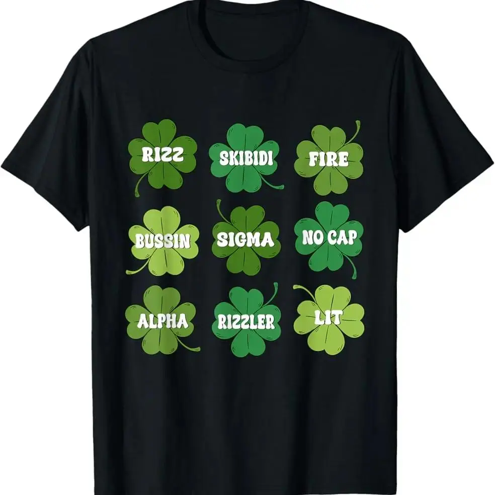 Funny St. Paddy's Day T-shirt for Men, Skibidi Sigma Meme Graphic Prints, Casual Shortsleeve Crew Neck Top in Soft Fabric