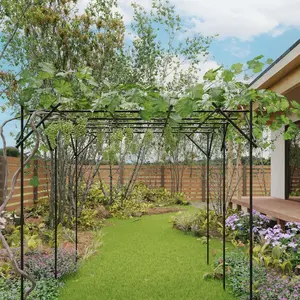 80" Metal Garden Arch Trellis for Climbing Plants Outdoor, Decorative Floral Archway Frame for Weddings and Parties, Sturdy Plant Support Structure