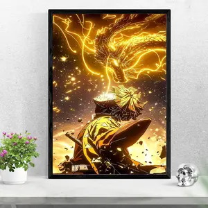 Zenitsu Agatsuma with Thunder Dragon, Demon Slayer, Anime Poster, Home Decor, Wall Art