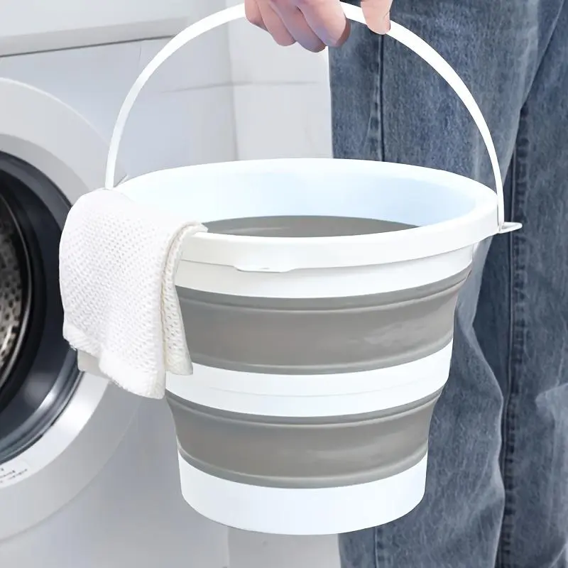 1pc, Folding Bucket, Portable Water Bucket, Foldable Car Washing Bucket, Outdoor Camping Fishing Travel Water Bucket, Wash Bucket, Collapsible Water Container, Plastic Water Holder, Easy To Storage, Cleaning Supplies, Household Gadgets