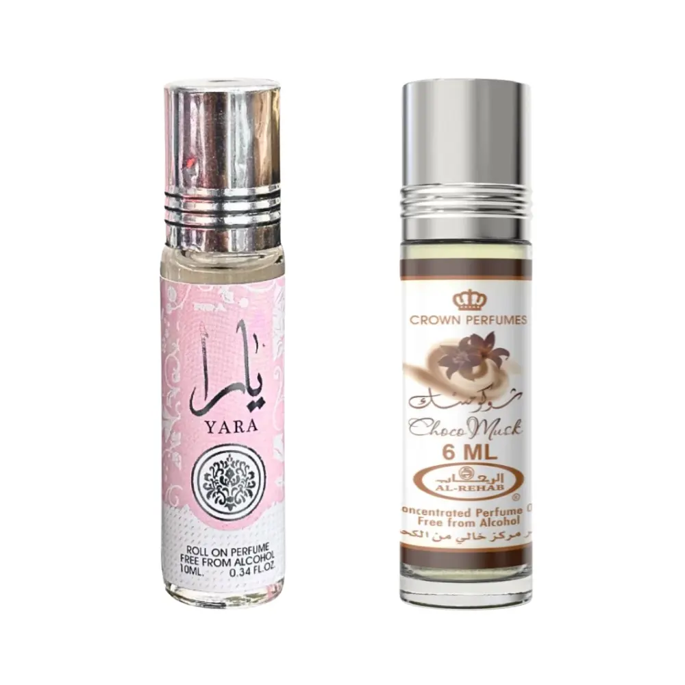 Choco Musk and Lattafa Yara Roll On Combo Fragrance Oil - Vanilla Choco Scented Perfume Roll-On Cocoa Aroma