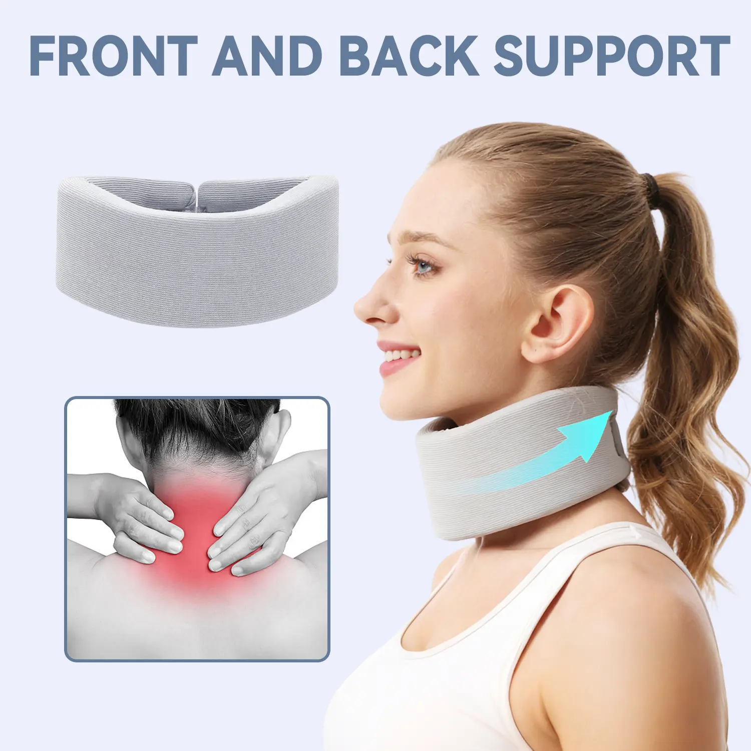 Neck Brace Pillow - Sleep-Soft, Washable, and Adjustable for Comfortable Resting. Gray Large Cervical Collar Neck Brace and Support for Women & Men - Soft Foam Brace - Comfortable Wrap Universal Contour Cervical Brace, Adjustable Hook and Loop
