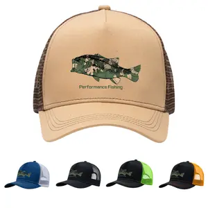 Bass Fishing Trucker Hat for Men Adjustable Snapback Mesh Back Baseball Cap Largemouth Bass Fisherman Hat Breathable Outdoor Fishing Hat Gift for Anglers Dad Husband Summer Travel Casual Wear