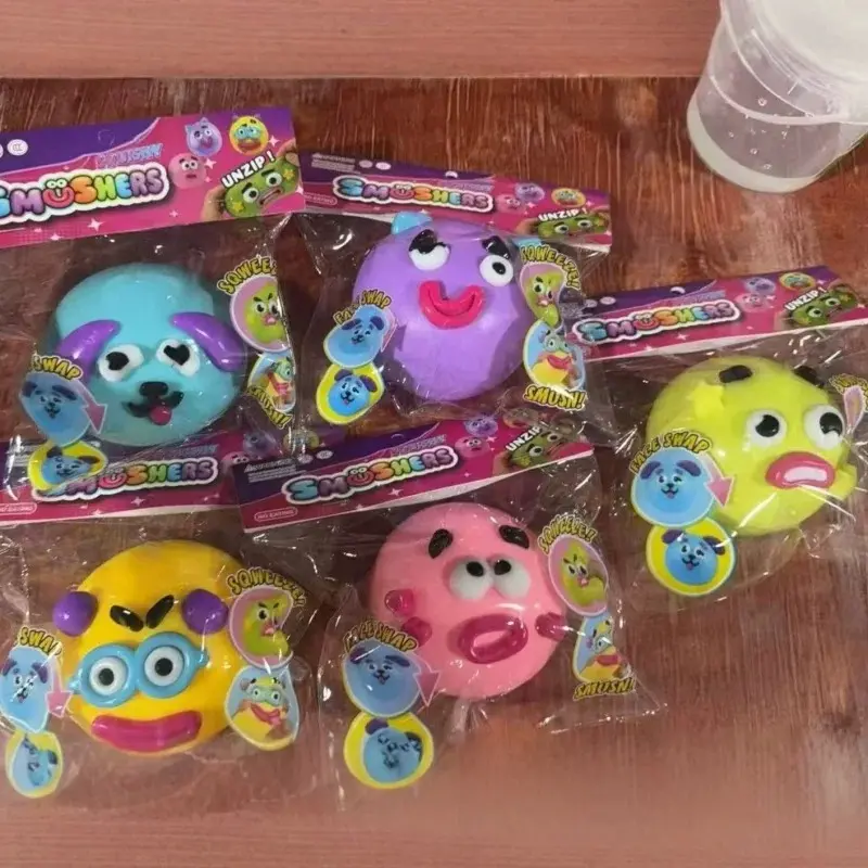 In Stock Smushers Curiosities Dog Face Swap Squishy Toy Squeeze Toys Stress Relief Decompression DIY Toys Random Color