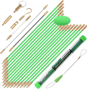 45FT Fiberglass Wire Pulling Kit with Glow Rods Fish Tape Cable Running Tool Set for Electrical Wiring HDMI Installation