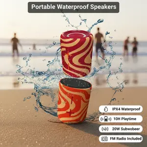 Stromberg MEGA-TWIN Portable Bluetooth Speaker PLUS with 2-in-1 Design IPX4 Water Resistant 10H Playtime TWS Pairing BT5.3 FM Radio 20W Subwoofer for Home Party Outdoor Beach Dophin Audio