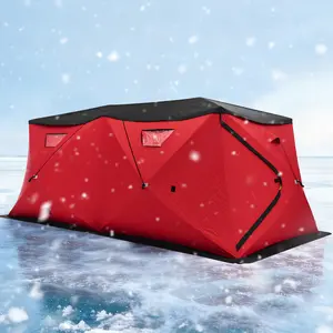 AMERLIFE Insulated Pop-Up Ice Fishing Tent, Ice Shanty with 3-Layer Oxford Fabric, Waterproof Rain Cover, Chimney Vent, Anchors, Ropes, Carry Bag, Insulated and Warm Large Fishing Area