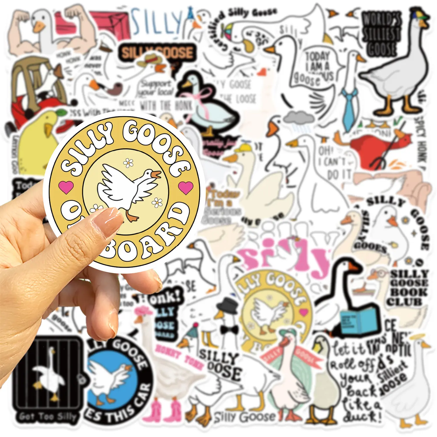 Cute Silly Goose & Capybara Waterproof Vinyl Stickers Bundle for Laptops, Water Bottles, Smartphone/Cellphone Cases, Handheld Devices, Scrapbooking DIY Decor with Protection
