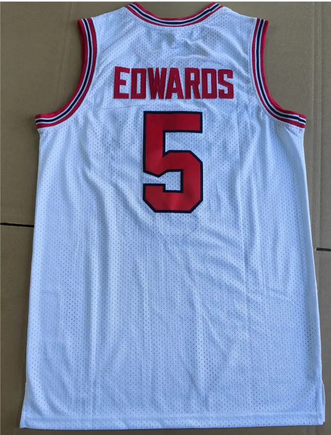 Men's Retro Edwards College #5 Basketball Jersey Stitched White Black S-XXL Gifts for Christmas,New Year
