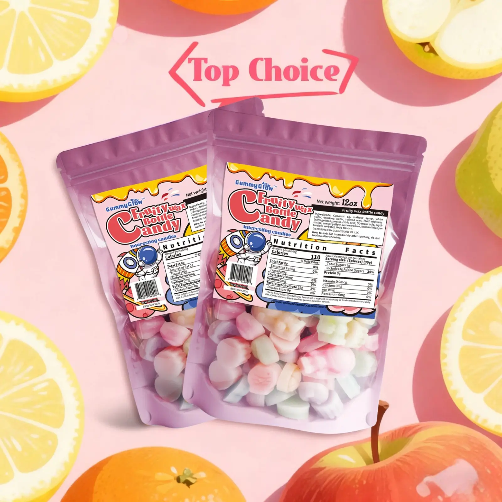 GummyGlow Fruity Wax Bottle Candy 12oz,Old-School Mini Drinks Candy,Various styles, Jelly Filled Variety Flavor viral candy, Relaxing and Interactive Snacking Experience, Retro Party Treats ASMR#DealsForYouDays