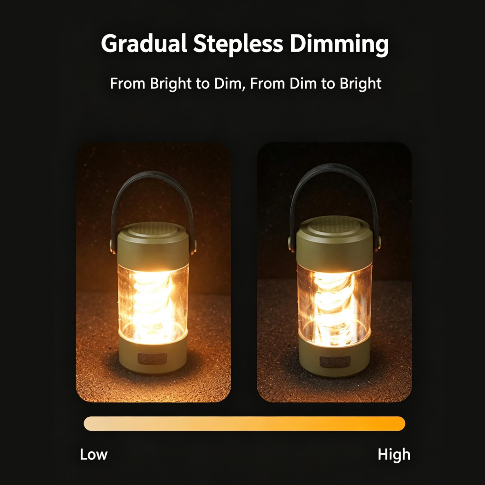 Rechargeable LED Hanging Camping Lantern, Ultra Bright Waterproof Camping Light Strip with Bluetooth Speaker, Portable Emergency Flashlight, Solar Powered Dimmable Outdoor Lamp for Hiking, Camping, Backpacking,  Outdoor Emergency Use