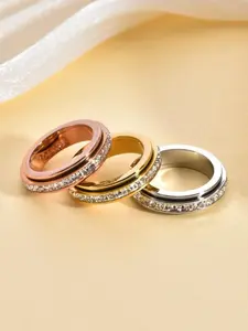 Rotatable Anxiety Ring with Cz Gemstone, Unisex Stress Relief Fidget Toy, Perfect Wedding Promise Gift, Fashion Promise Ring, Men and Women Jewelry