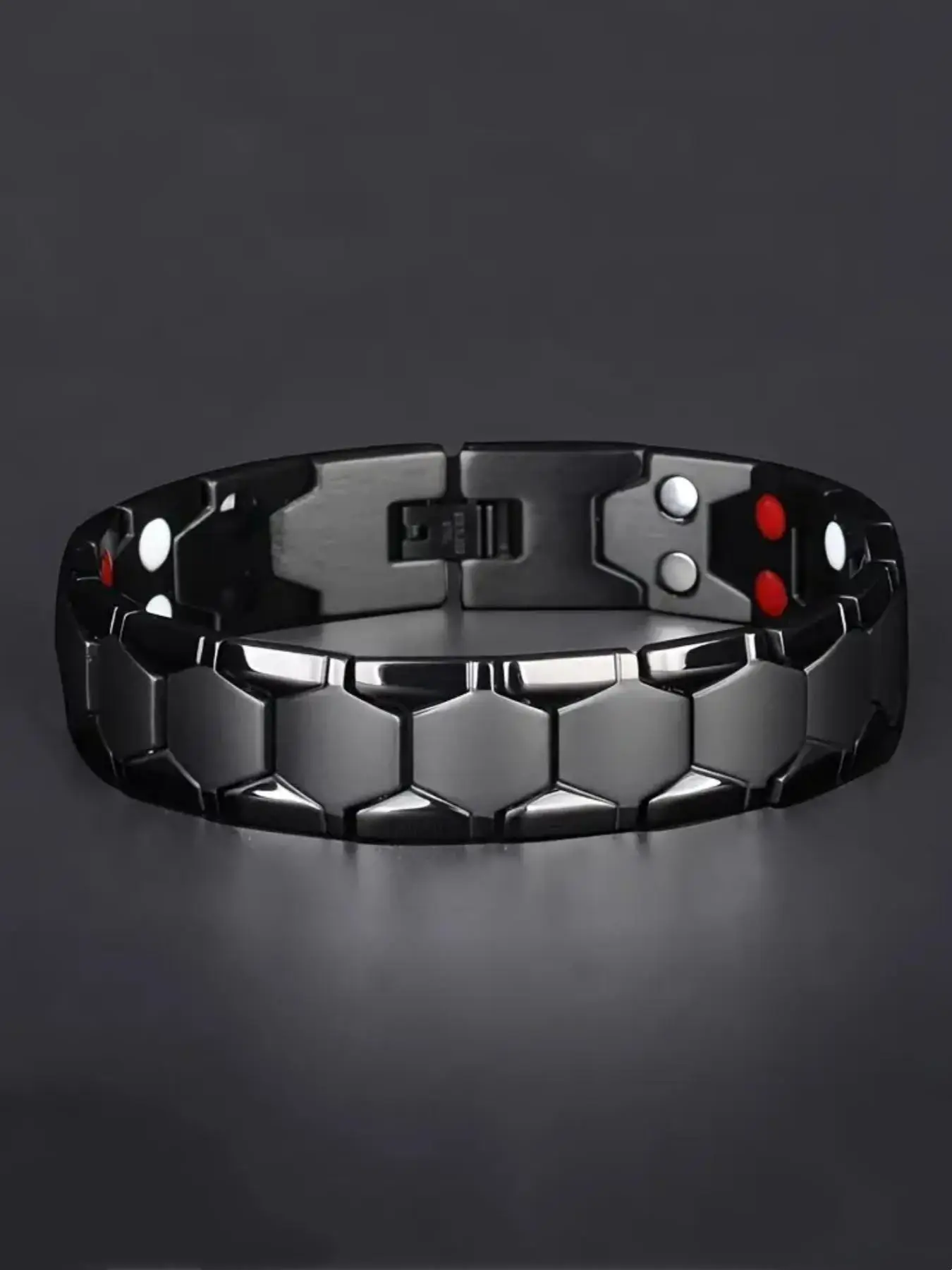 Men's Titanium Steel Bracelet, Punk Spherical Link Chain with 4-Element Magnetic Therapy, Hypoallergenic Daily Wear Gift for Dad, Spherical Shape, Business, Four Element