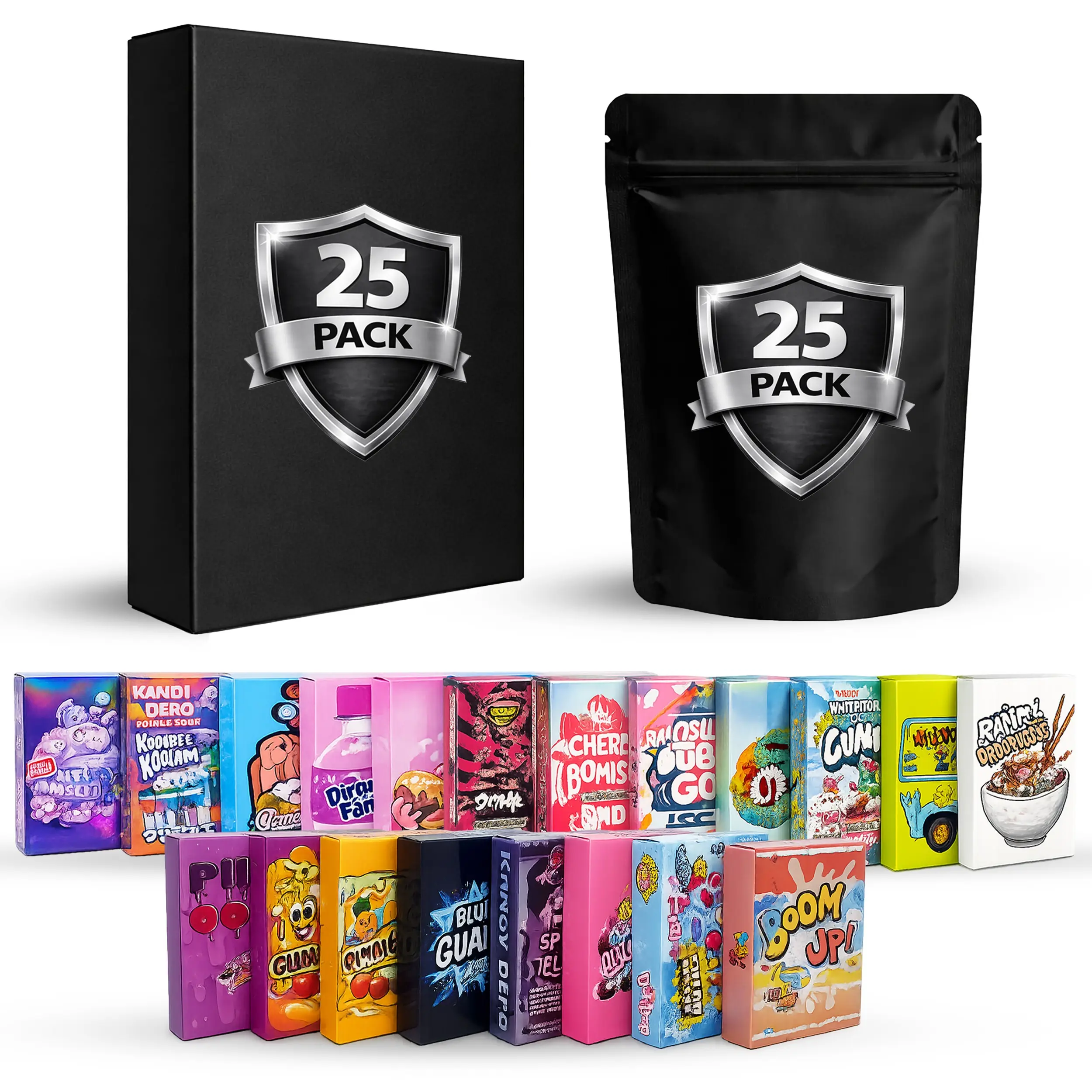 25 Pack Decorative Packaging Box Set with Matching Bags | 4" x 5.5" | Assorted Designs | Retail Display & Storage