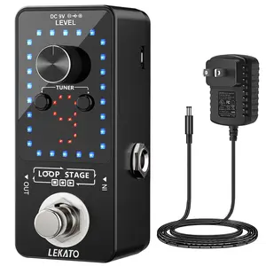 LEKATO Guitar Looper Pedal, Effect Pedal with Tuner Function, Looper Pedal Loops 9 Loops 40 minutes Record Time, with USB Cable and 9V 0.6A Pedal Power Supply Adapter Christmas Gift