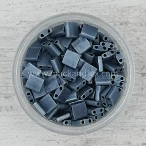 2001 - Navy Tila Beads, Matte Gunmetal Tila Beads