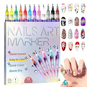 Cutics 12 Color Nails Doodle Pen for DIY Nails Art Quick Drying Acrylic Painting & 3D Dot Embroidery MMA Acrylic Nail Marker On Nails Quick Drying Dot Stitching Nail Art Pen Home Salon DIY Use Nail Care Manicure Polish Cosmetic Smooth days