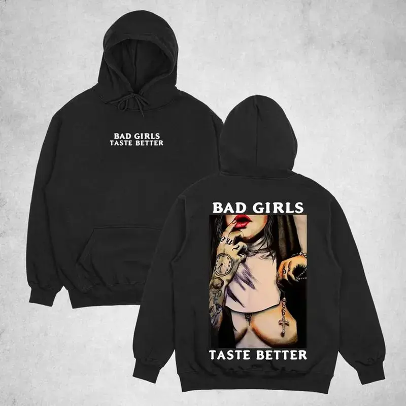 Bad Girls Taste Better Hoodie – Bold Naked Nun Graphic Pullover, Soft & Comfortable Streetwear, Edgy Trending Hoodie for Men and Women Casual Cotton fall outfits hoodies    Bold edgy design for goth Harajuku streetwear lovers