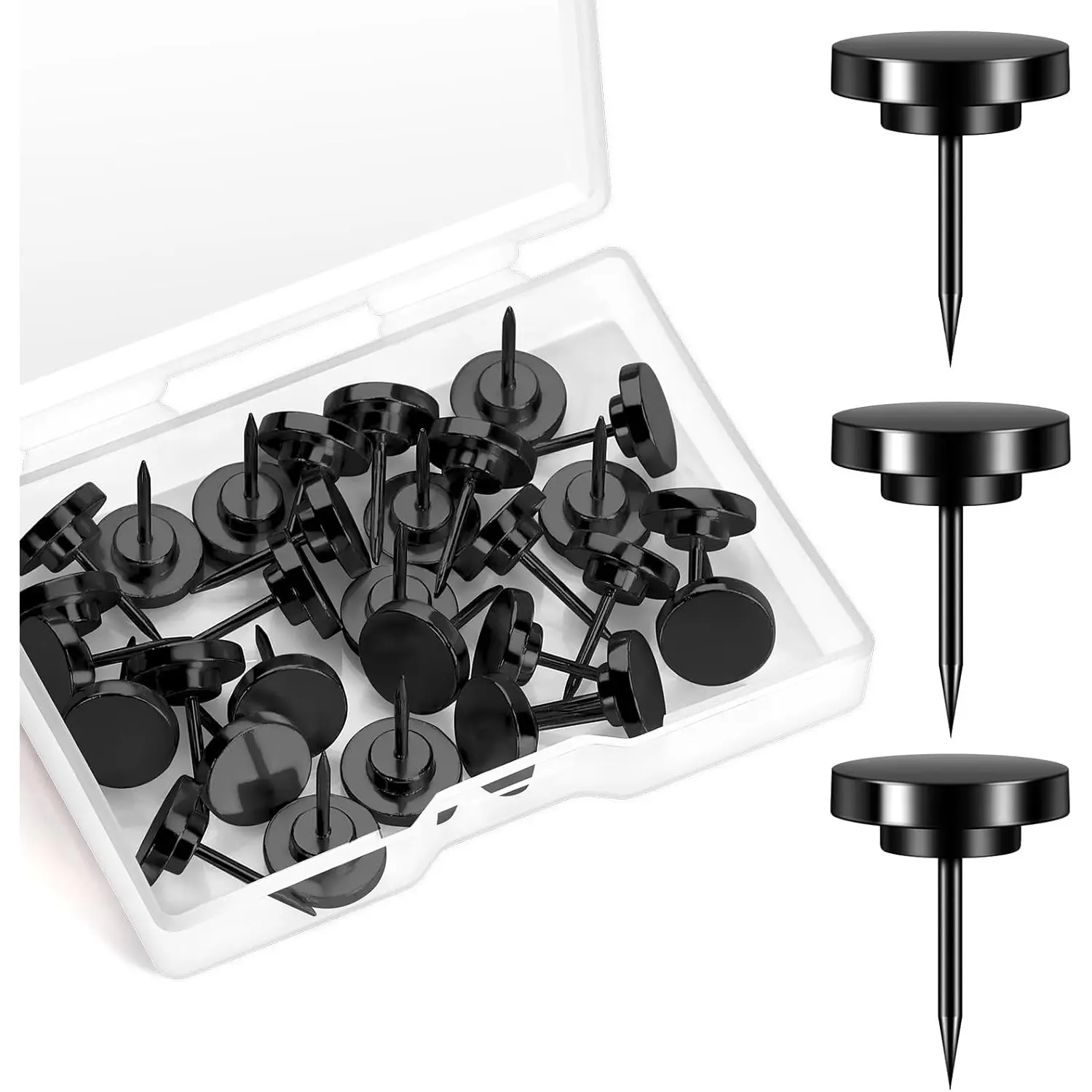 30pcs Black Flat Head Pins - 0.4 in Diameter, 20 lbs Capacity, Compact, Lightweight, Functional Home Improvement Building Supplies for Home/Office Use