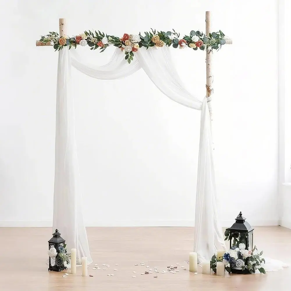 Eye-Catching Silk 1/4 Single Panel Wrinkle-Free Solid Sheer Polyester Wedding Arch Draping Fabric - 31.4in Wide, 20FT Length Hanging Ceiling Backdrop Curtain for Wedding Ceremony, Garland & Floral Decor