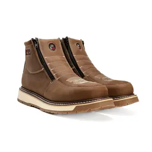 King welt WESTERN FLEX 335 Doble Zipper Leather Work Boots Dual Density Sole