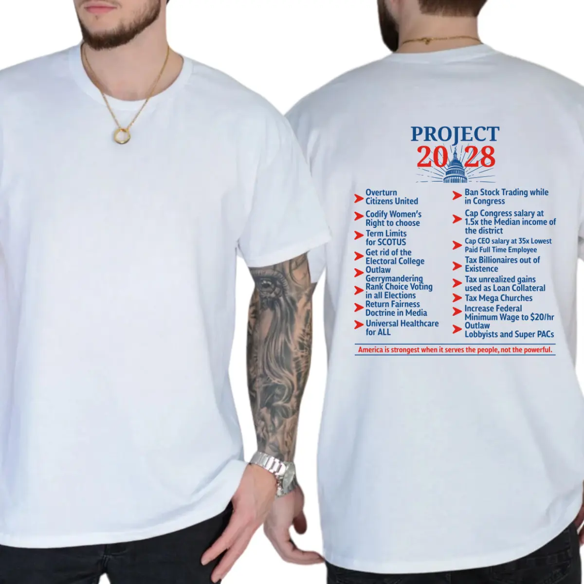 Project 2028 Vision For Democracy T-Shirt, Unisex Graphic Tees, Funny Shirts, Casual Wear, Comfy Cotton