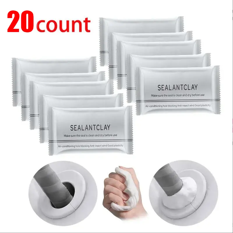 Sealing Glue Putty, Hole Plugging Deodorant Sealant, Household Waterproof Anti‑Rat Anti‑Insect Sewer Sealing Ring，You'll receive exactly 20 pcs