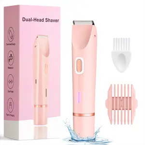 IMOLI 2-in-1 Rechargeable Bikini Trimmer & Electric Shaver for Women. Dual heads provide painless trimming for pubic hair, face, underarms and legs. IPX7 waterproof, the top choice for holiday gifts.