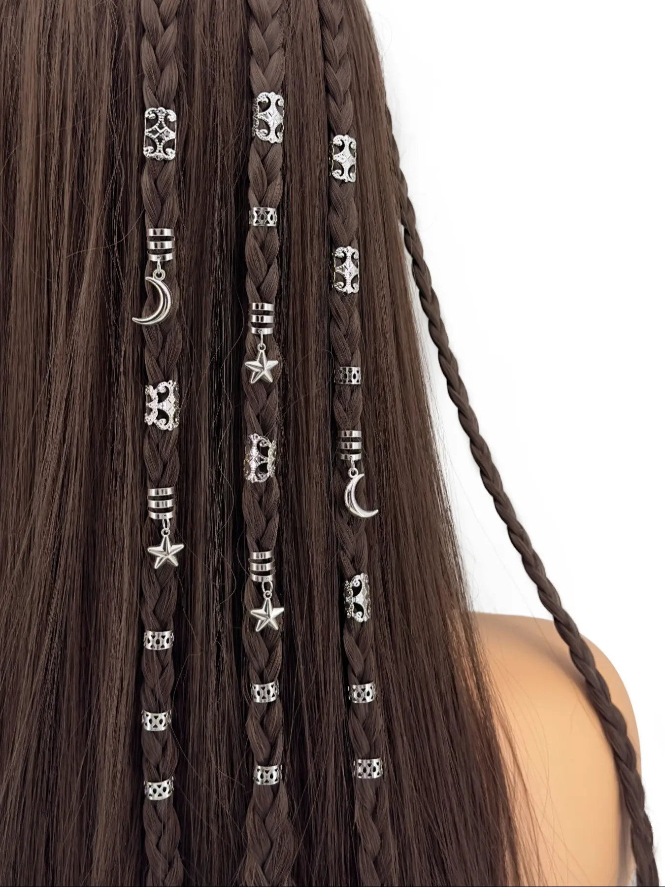 35pcs Stars and Moon Combo Dreadlock Hair Beads, Jewelry Hair Rings Accessories Gift Choice Gifts for Girls and Women, Dating Parties, Casual Outings, Modern Versatile Hair Accessories, Unique Design