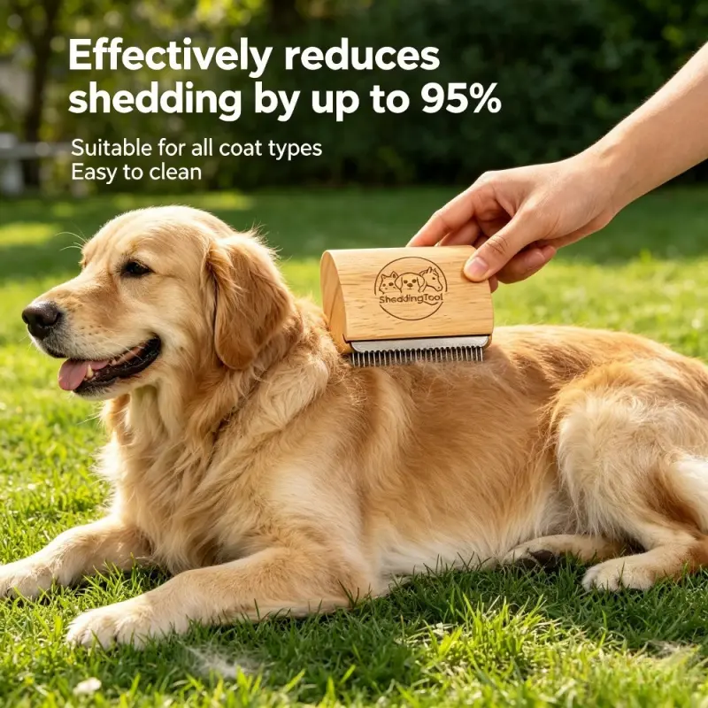 Wooden Pet Deshedding Brush, Reduces Shedding by Up to 95%, Suitable for All Coat Types, Easy to Clean Grooming Tool for Cats Dogs Horses, Grooming Accessories, Groomer Tools