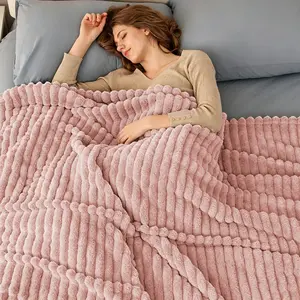 ROSEKIND Cozy Blanket-Patio Furniture Decor,Classic Stripe Pattern, Ideal for Bed,Couch, Travel,Camping, All Seasons,Home Bedroom Decor