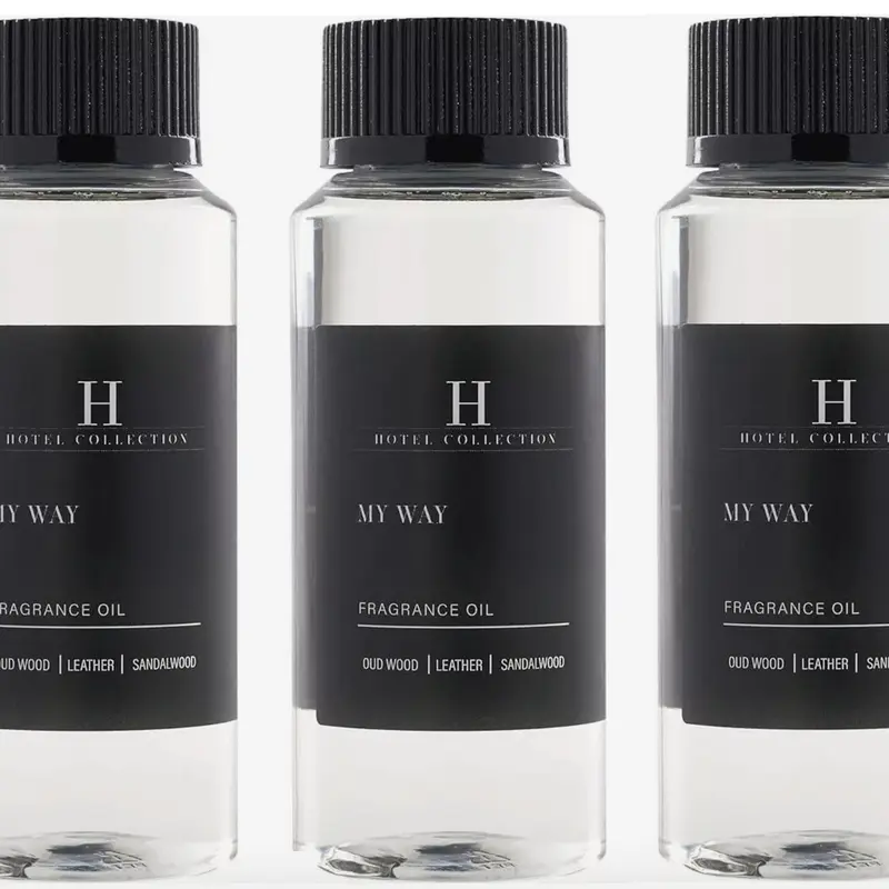 3 Hotel Collection - My Way Essential Oil Scent Luxury Hotel Inspired Aromatherapy Scent Diffuser Oil - Lush Sandalwood, Warm Virginia Cedar, and Beautiful Iris - for Essential Oil Diffusers  Fragrance Freshener Scented Bottle Room Perfume  Pack Lemon Aro