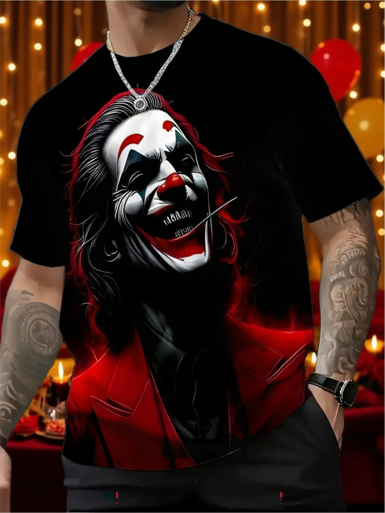 New Summer Collection Collaboration with Warner, Men'S Novelty Creative Short-Sleeve Graphic Streetwear T-Shirt Featuring a Stylish Clown Print, Comfortable Casual Sportswear with a Round Neck, Menswear