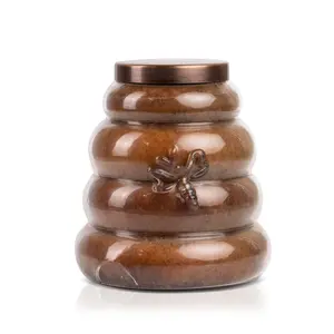 Honey Praline - Large Beehive 30 oz Jar Candle with Warm Vanilla Caramel Pecan Scent Proudly Made in USA