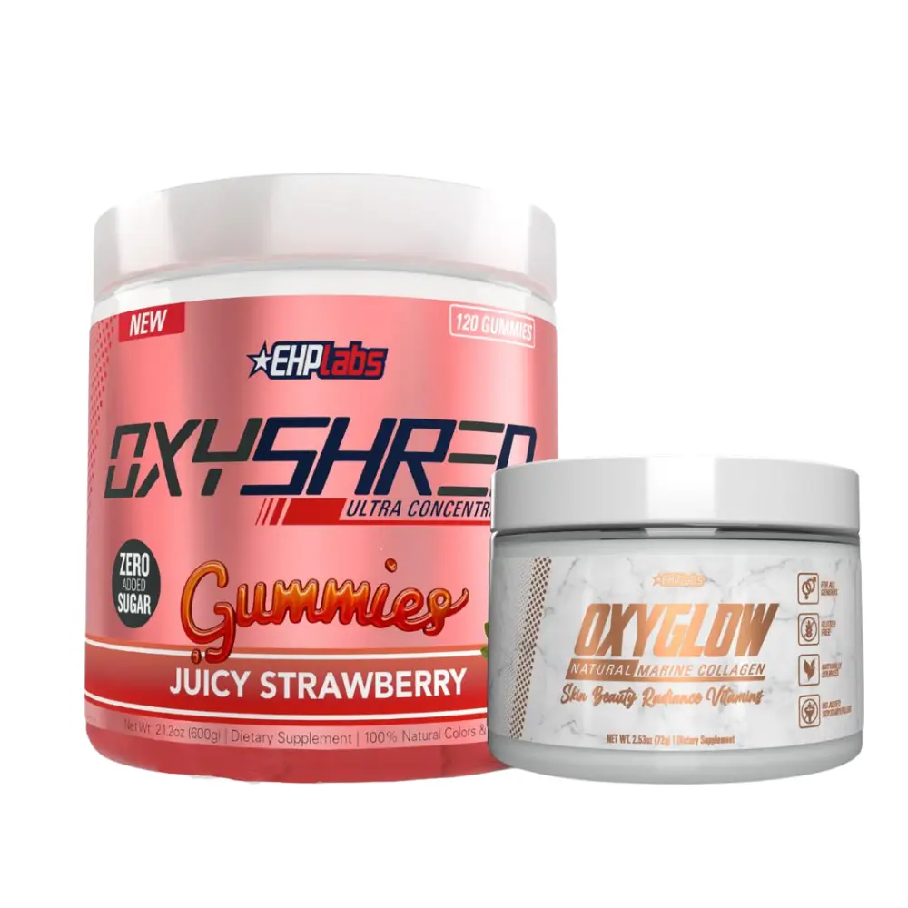 OxyShred Gummies + OxyGlow Collagen Bundle | Energy Chews + Marine Collagen | Energy & Beauty Wellness Support | On-The-Go Glow Combo