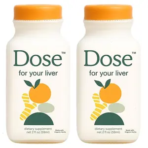 Dose For Your Liver 2 oz Liquid Supplement Shots, Organic Turmeric, Milk Thistle & Dandelion Root, 2 Pack