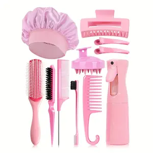 Women's Hair Care Tool Set, 11-Piece Hair Styling Kit Includes Cap, Comb, Clips, Scalp Brush and Curling Spray Bottle, Professional Beauty Tools Curly Hair Kit