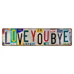"LOVE YOU BYE" Retro License Plate Metal Tin Sign - Vintage Wall Art Decor for Bedroom, Entryway - Sentimental Love & Goodbye Gift for Loved Ones
