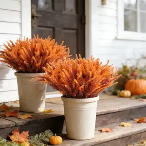 12/24pcs Autumn Wheat Stalks, UV Resistant Non-Fading Outdoor Fake Flowers, Thanksgiving Halloween Porch Yard Home Decor