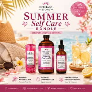 Heritage Summer Self-Care Bundle — Treat-Yourself Wellness Ritual Set — Rosewater Mist + Organic Castor Oil + Scalp Tonic