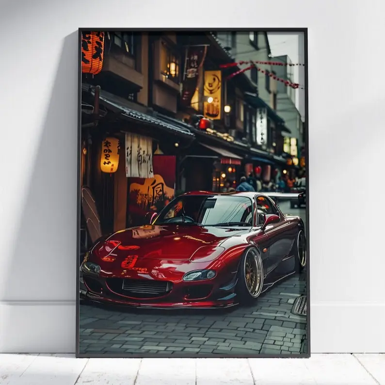 Mazda RX-7 poster, Automotive decor, Super car poster, Boys room decor, Garage decor, JDM car poster, Car guy gift, Mazda RX7 print