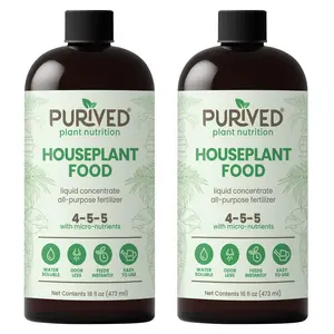 2 PACK Purived Houseplant Fertilizer | 16oz Concentrate Makes 50 Gallons | All-Purpose Plant Food for Houseplants | Easy to Use | Made in USA