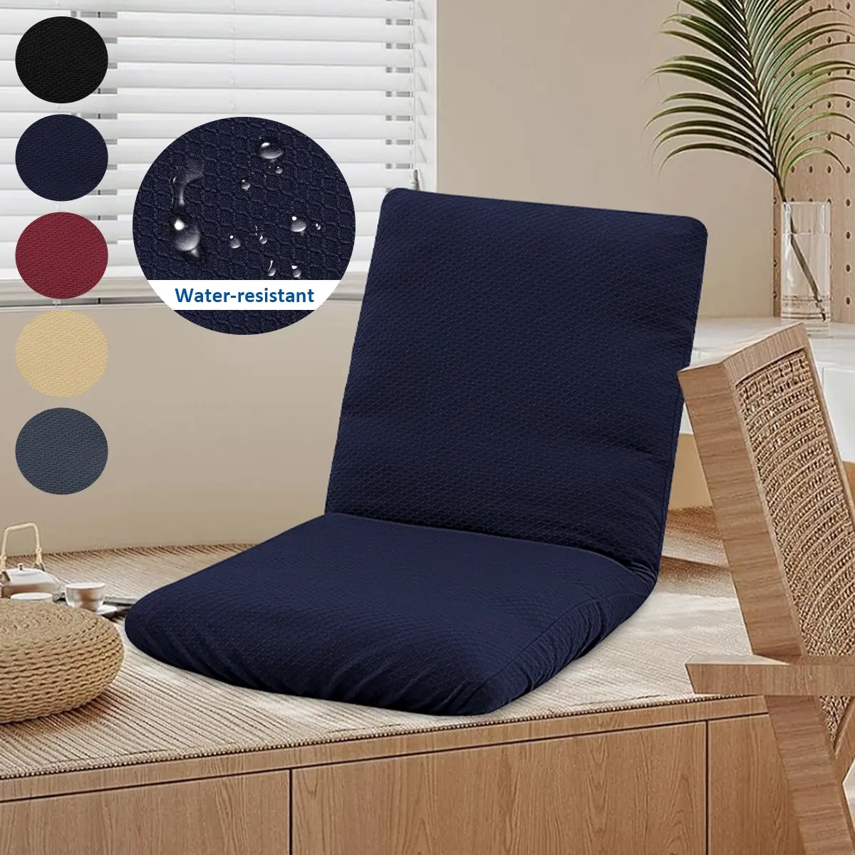 Water-Resistant Woven Fabric Chair Cover, Fits Foldable Leisure Chairs, Multiple Colors Available, Removable & Adjustable Soft Protector