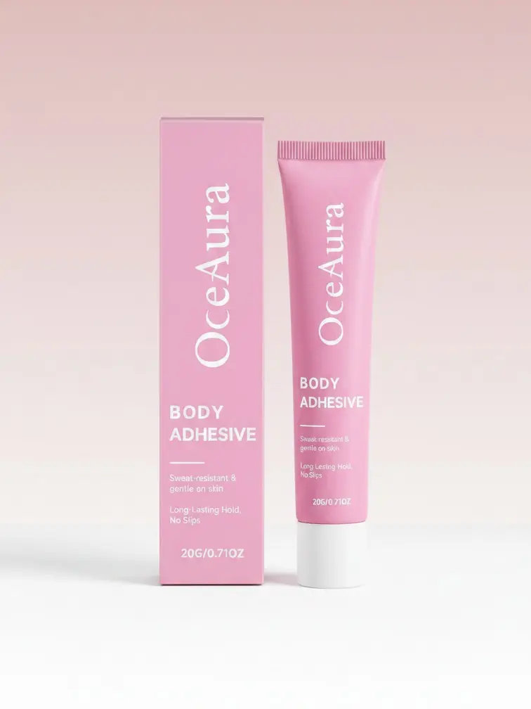 OceAura Body Adhesive Glue for Clothes 20ml, Sweat Proof, Water Wash Off Skin Adhesive, Fabric-Safe Liquid Fashion Glue Tape for Dancers,Women Bras, Wigs, Stockings