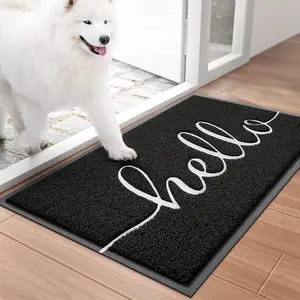 Door Mat (30"x17.5",Black), Welcome Mat Low Profile Floor Mat Front Doormat Indoor Outdoor Door Non Slip Rugs for Entryway, Patio, High Traffic Areas