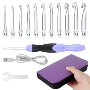 Lighted Crochet Hooks-11 PCS Interchangeable Crochet Head Set : 2.5mm-8.0mm